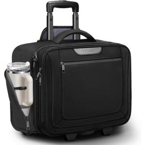 Ytonet Rolling Laptop Bag Women, Rolling Briefcase for Women Men with Cup Holder, 18" Large Carry On Laptops Bags with Wheels, Water Resistant Overnight Roller Computer Bag for Work Travel Business