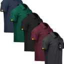 ZITY 5 Pack Mens Polo Shirt Short Sleeve Sports Golf Tennis T-Shirt Moisture-Wicking Summer Shirts (XL)