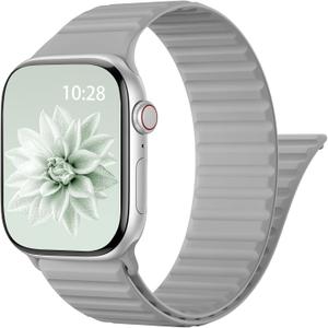Patented Magnetic Sport Silicone Band Compatible with Apple Watch Bands 40mm 38mm 41mm 44mm 45mm 42mm 49mm Women Men, Soft Silicone Sport Loop Strap for iWatch Series 11 10 9 8 7 6 5 4 3 2 1 SE Ultra