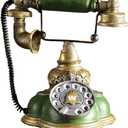 Amosfun Retro Rotary Dial Desk Telephone Resin Vintage Rotary Dial Landline Phones Home Office Decoration Supply