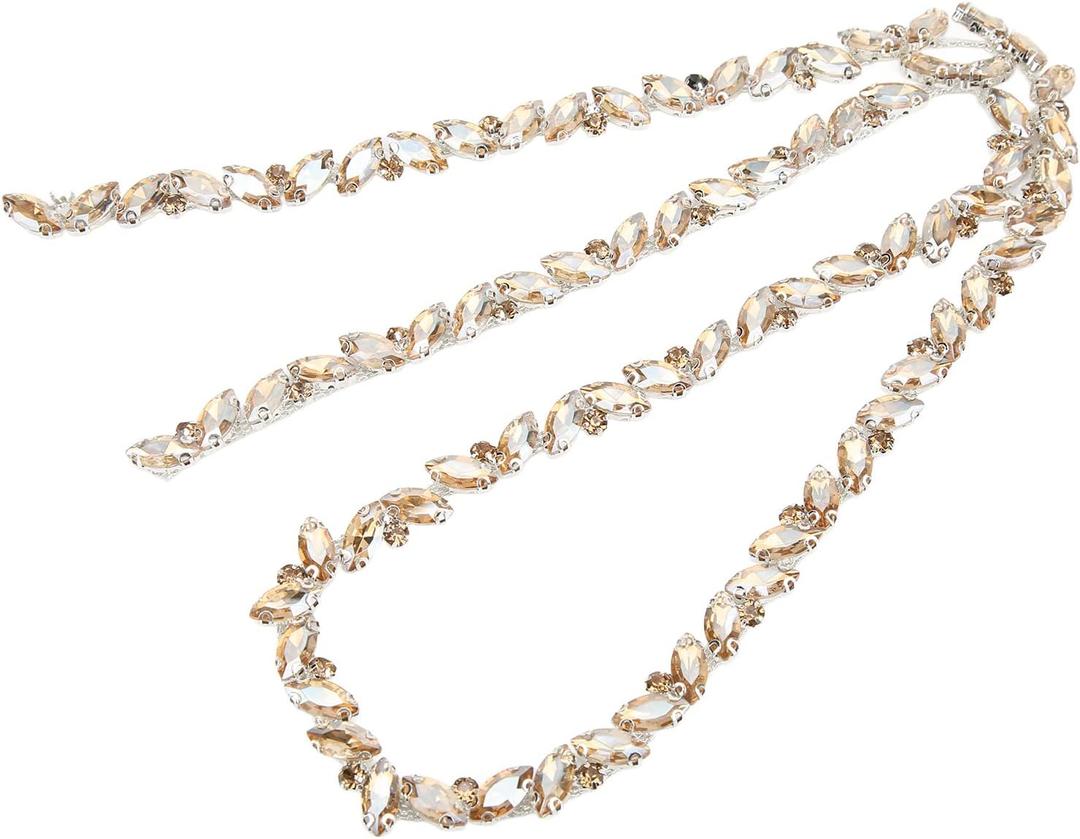 Rhinestone Chain, Rhinestone Trim Rhinestone Ribbon Single Row Rhinestone Strips Glass Claw Chain High Hardness Color for Clothing Shoes Jewelry Accessories (#4)