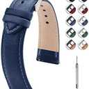 Fullmosa Watch Band, Quick Release Leather Watch Strap for Men Women, Replacement Bands Width 12mm 14mm 16mm 18mm 19mm 20mm 21mm 22mm 24mm