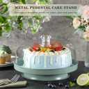 2-In-1 Cake Stand&Charcuterie Board with LidMetal Cake Holder With Acrylic Dome11.2 Large Dessert Display Stand for Cakes&CheesePieChips & DipsFooted Cake Serving Platter with Dome Cover (Cream Green)