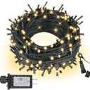 ASENEK Outdoor String Lights  300 LED Connectable 8 Modes with Timer Decorative String Lights for Xmas Tree Patio Party Warm White
