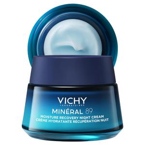VICHY Minéral 89 Moisture Recovery Night Cream, Face Moisturizer with Hylauronic Acid, Melatonin & Minerals for Skin Barrier Repair, Plumps Skin, NonGreasy, 50ml