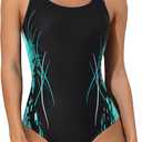 beautyin Women One Piece Athletic Lap Swimming Competition Racing Swimsuit, M