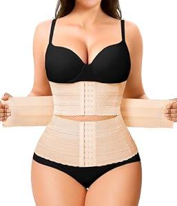 Nebility Waist Trainer for Women Corset Shapewear Tummy Control Segmented Waist Cincher Workout Girdle(Beige, M)