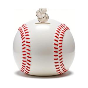 6.3" Baseball Piggy Bank, Shatterproof Baseball Shape Coin Bank, White Sports Themed Money Box for Saving Money, Money Storage Container for Boys Girls Adults, Bedroom Decor