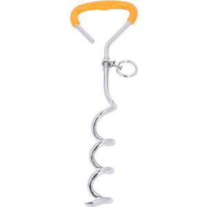 Dog Tie Out Stake, Dog Yard Leash and Stake Dog Leash Tent Ground Anchor Screw Dog Cable Runner and Metal Hooks Dog Stakes for Outside for Yard Beach Outdoor Camping (5mmx5m (5mmx5m /0.2inx16.4ft Double Zinc Alloy Hook+9x40cm)