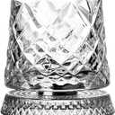 360 Rotating Old Fashioned Whiskey Glass Set - Spinning Crystal Tumbler with Sword-Engraved Design & Illuminated Stress Relief Base, 2-Piece Rotatable Cocktail Glass for Birthdays,Fathers Day Gifts