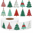 Tenare 1000 Pcs Christmas Tree Stickers Christmas Party Supplies Winter Xmas Roll Stickers Red Green Self Adhesive Label Tag for Holiday Presents Candy Bag Decor