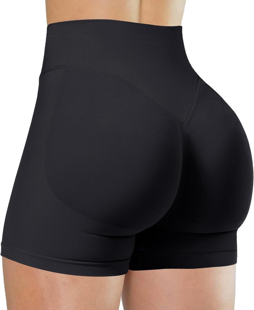 Unthewe Womens Workout Seamless Scrunch Butt Lifting Shorts High Waisted Tummy Control Gym Yoga Shorts (Small, #1 Black)