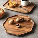 Set of 2 Acacia Wooden Trays Serving Platters Round Square Veggie Serving Tray Decor Bread Charcuterie Board Fruit Hosting Essentials Cheese Platter Vegetable Food Dish Charger Plate Charcuterie Board (8-10 Inch (Pack of 2))