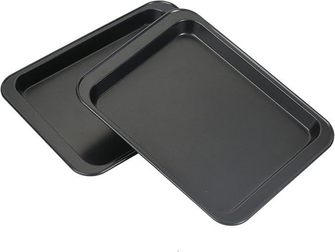 Little Small Baking Sheets Nonstick Set of 2 (9.5inch X 7.1inch)  SS&CC 8 Inch Nonstick Baking Toaster Oven Tray Cookie Sheets, 1 or 2 Person Household