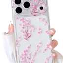 NITITOP Compatible with iPhone 17 Pro Max Case Cute Clear Flower Floral Artistic Design for Women Girls Stylish Slim Soft TPU Shockproof Protective Girly Phone Cover - Pink