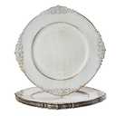 MAONAME Antique White Charger Plates, Round Antique Plate Chargers for Dinner Plate, 13" Plastic Charger for Plates, Wedding Table Setting, Set of 6