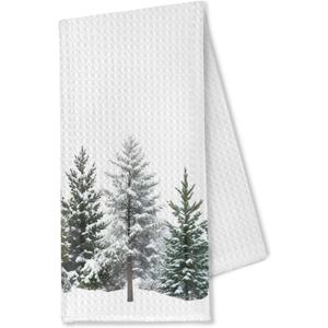 Christmas Tree Hand Towels for Bathroom, Kitchen Dish Towels, Winter Decor, 16x24 Inch