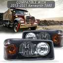 Headlights Assembly Fit for Mack Granite GU713 Lamp with Halogen Bulbs and Warm White,Both Sides Compatible with Select Mack Model Right Passenger,Left Driver Side (pair)