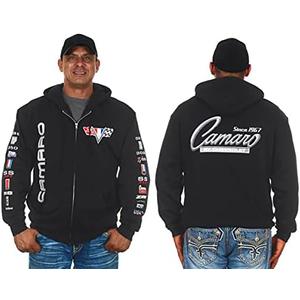 JH DESIGN GROUP Men’s Chevy Camaro Hoodies Zip up and Pullover Sweatshirts 4 Styles L
