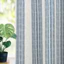 DriftAway Chris Linen Blackout Curtains with Thermal and Sound Reducing Layer 54 Inches Long for Bedroom Striped Printed Drapes Thermal Insulated Lined Window Treatments for Living Room Jean Navy (52"W x 54"L (Pack of 2))