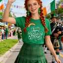 GONOSEED 6Size Shirt+Earrings St Patricks Day Shirt Women St Patricks Day Outfits for Women Shamrock Earrings Accessories (Large)