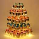 YestBuy Cupcake Stand - Premium Cupcake Holder - Acrylic Cupcake Tower Display - Cady Bar Party Décor - 5 Tier Acrylic Display for Pastry + LED Light String - Ideal for Weddings, Birthday Parties