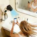 Hands-Free Suction Cup Hair Dryer Holder Wall Mount No Drill Installation, 360 Flexible Gooseneck, Fits Most Hair Dryers, PC & Cord Management, Bathroom Organizer for Home & Hotel, Gift for Women/Mom (Cream)