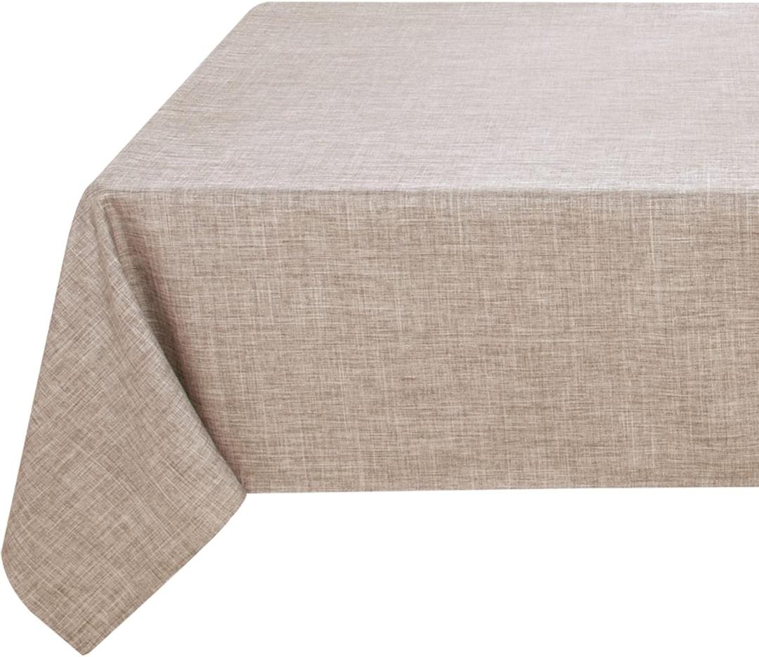 Fitable Faux Linen Tablecloth Rectangle Wrinkle Resistant Fabric Neutral Table Cloth, Indoor Outdoor Table Cover for Kitchen Dining, Birthday Party, Farmhouse (Nature, 54 x 78 Inch)