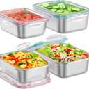 Fyrnova 8 PCS Food Storage Containers with Lids Airtight, Stainless Steel Containers Set for Kitchen Storage, Meal Prep, Lunch Containers, Microwave/Dishwasher Safe (41oz & 24oz)
