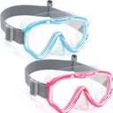 Vvinca Kids-Goggles with Nose Cover, Diving Mask Elastic Fabric Strap Anti Fog Anti Shattered Lens for Kids Swim Goggles 3-14 (01-blue & Pink)
