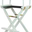Casual Home Director's Chair ,White Frame/Black Canvas,30" - Bar Height, 30 in