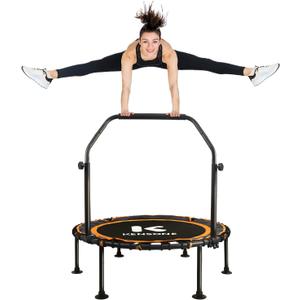 40/48" Foldable Rebounder Trampoline for Adults with Bungee, 450/550 LBS Quiet Indoor Mini Trampoline for Adults Fitness, Gym Workout, Home Exercise