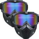 2 Pack Airsoft Mask Full Face, Paintball Mask,Motorcycle MaskTactical Full Face Mask Ski Mask Goggles Detachable (Colorful)
