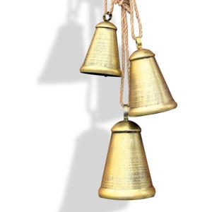 Christmas BellsVintage Iron Bells with Jute Rope for Hanging,Handmade Rustic Cow Bell,Christmas Bells for Decoration,Christmas Decor Set of 3 Different Sizes