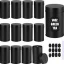 12Pcs Tea Tin Canisters with Airtight Double Lids, 14oz Round Black Metal Tea Tin Cans Sealed Small Kitchen Container Storage for Loose Leaf Tea Coffee Sugar Candy Spices
