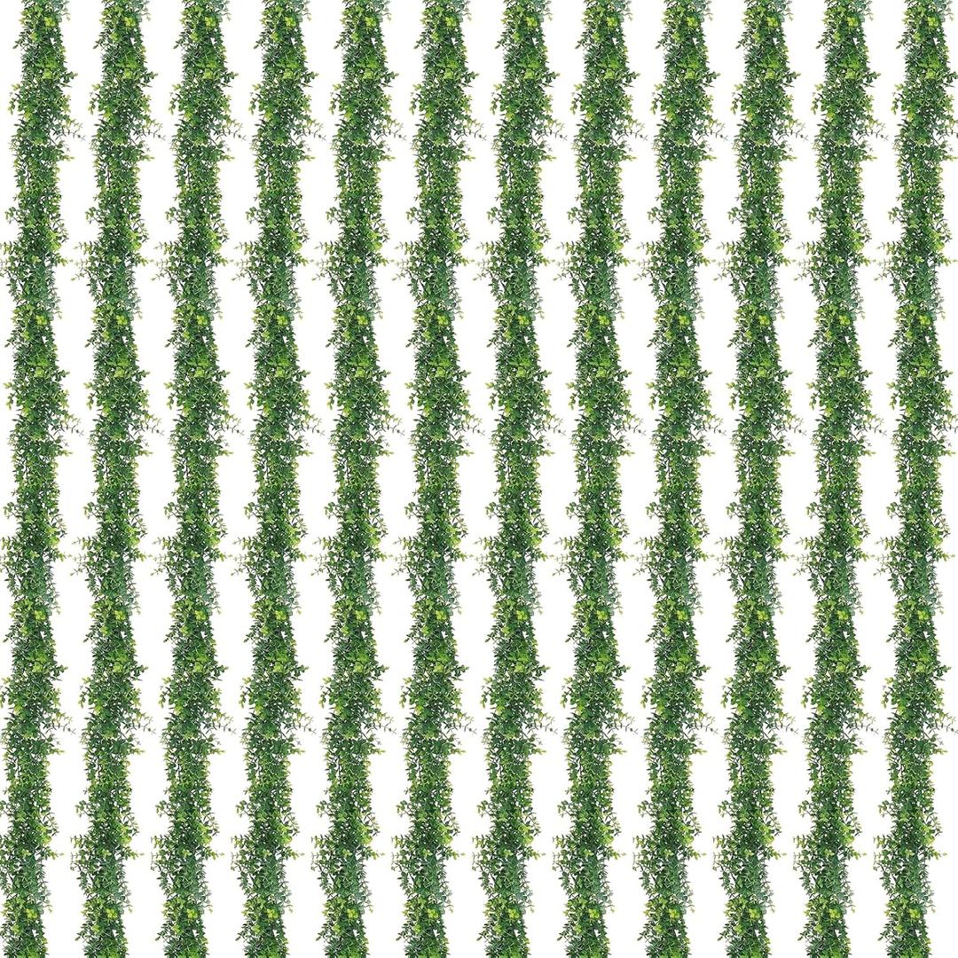 Artflower 12 Pack Artificial Eucalyptus Garland, 5.9Ft/pcs Faux Eucalyptus Vines Greenery Garland Fake Eucalyptus Plant Wedding Backdrop Arch Wall Table Party Festival Decor, Grey Green