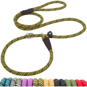 Fida Durable Slip Lead - 6 FT x 1/2" Heavy Duty Dog Loop Leash, Strong Rope Comfortable for Large, Medium Dogs, No Pull Pet Training Leash with Highly Reflective Yellow