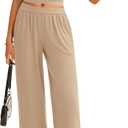 PRETTYGARDEN 2 Piece Sets for Women Summer 2025 Airport Travel Outfits Crop Tank Tops Wide Leg Pants Matching Lounge Sets (Khaki,XX-Large) (XXL)