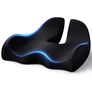 Benazcap Seat Cushion Office Chair Cushions Butt Pillow for Car Long Sitting, Memory Foam Chair Pad for Back, Coccyx, Tailbone Pain Relief for Gaming Chair and Car Seat (Large, Black)