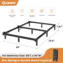 MAF Metal Bed Frame Queen 8 Inches, 9-Legs Support Bed Base, Queen Bed Frame for Box Spring and Mattress, Basics Bed Frame Headboard Attachable Tool-Free Easy Assembly, Black