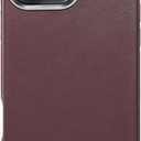 for iPhone 16 Pro Max Leather Case with Stand & Glass Screen Protector, Compatible with MagSafe, Metal Button Camera Bezel Slim Protective Kickstand Phone Case for iPhone 16 Pro Max, Purple
