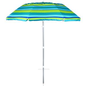 6.5ft beach umbrella with sand anchor, Beach Umbrella for Sand with Tilt, Air vent UPF 50+ Protection Fits in a large Suitcase for Patio Garden Beach Pool Backyard, Green Stripe CH-1501