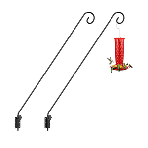 iBorn Wall Mount Deck Hook, 40" Squirrel Proof Bird Feeder Pole, Heavy Duty Extended Reach Wall Mounted Deck Hook Wall Pole, 180° Rotatable Arm, Solid Wire, Pack of 2