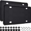 2 Pack Silicone License Plate Frames Black, Car Plate Frame Holder, Universal US Front & Rear Truck Frame Protector Mounting Kit Accessories, Rust Proof, Rattle Proof, Weather Proof (Black)