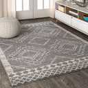 JONATHAN Y MOH200C-8 Amir Moroccan Beni Souk Indoor Area Rug Bohemian Farmhouse Rustic Geometric Easy Cleaning Bedroom Kitchen Living Room Non Shedding, 8 X 10, Gray,Cream (7'9" x 10' (Rectangular))