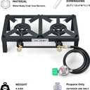 COOKAMP Propane Double Burner Angle Iron Camp Stove with CSA Listed Regulator and 4ft Hose (SA2200)