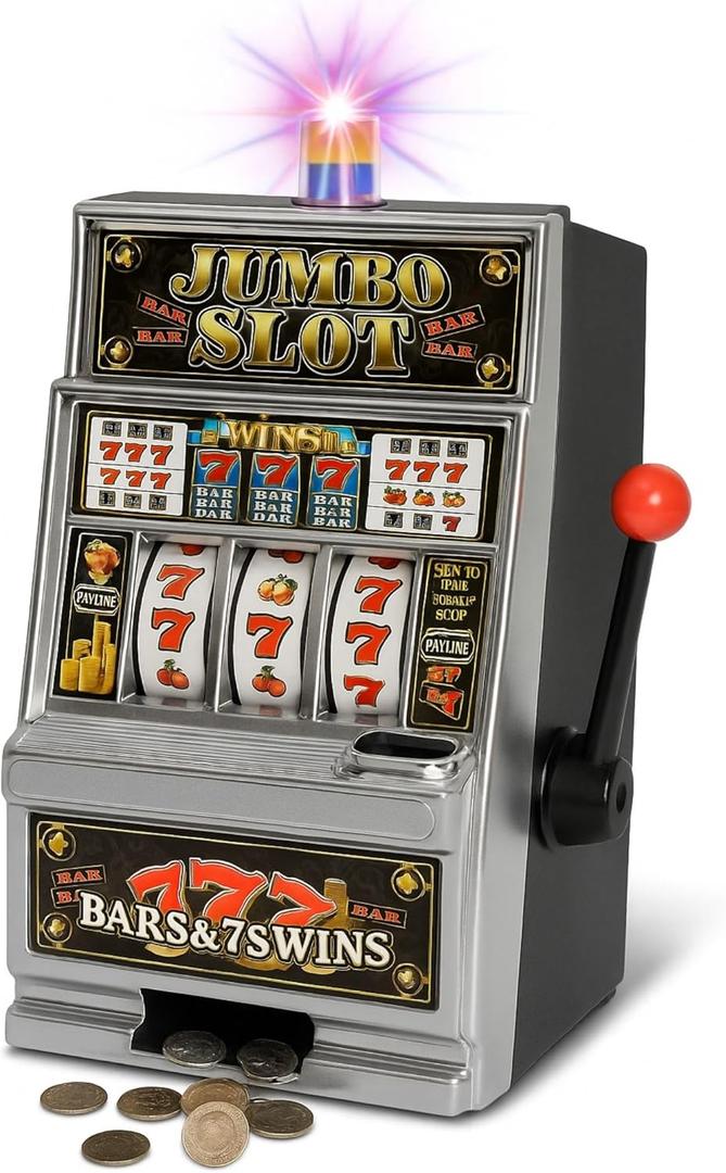 Liberty Imports Lucky Sevens Jumbo Slot Machine Casino Toy Piggy Bank Replica with Flashing Lights and Jackpot Sounds
