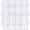 Toulite 12 Pcs Unisex Matte Choir Robes for Church Water Baptism Graduation Gown White Pulpit Judge Angel Costume Adult (Size 48)