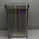 simplehuman 45 Liter / 12 Gallon Liter Rectangular Hands-Free Kitchen Step Trash Can with Soft-Close Lid, Brushed Stainless Steel with Plastic Lid