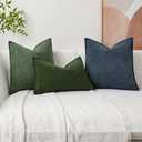 Kevin Textile Spring Waterproof Decorative Pillow Covers Moss Green 18x18 Inch Pack of 2 Soft Boucle Textured Throw Pillowcases Elegant Accent Pillows for Couch Sofa Chair Bed Indoor Outdoor